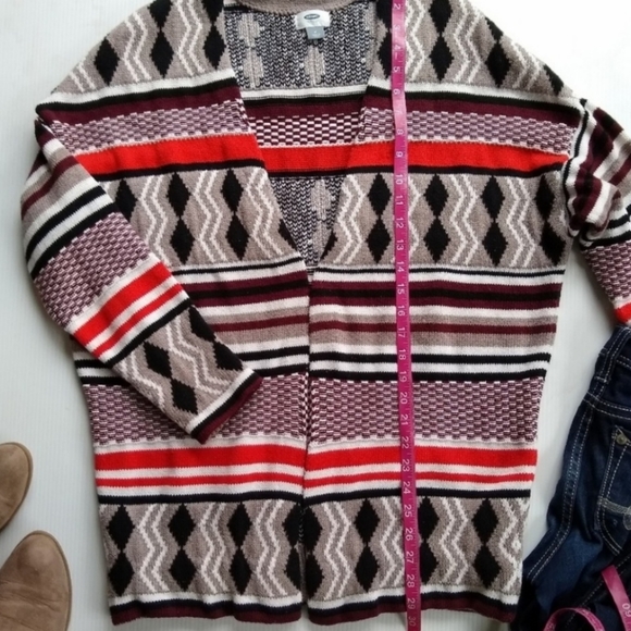 OLD NAVY boho tribal oversized chunky knit duster open front cardigan sweater - Picture 7 of 7